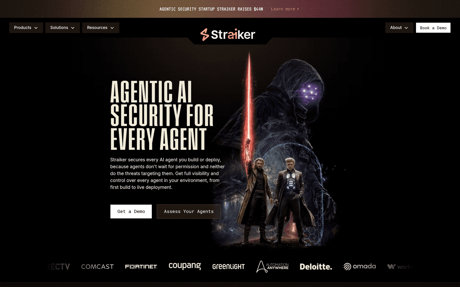Straiker product interface dashboard screenshot homepage view