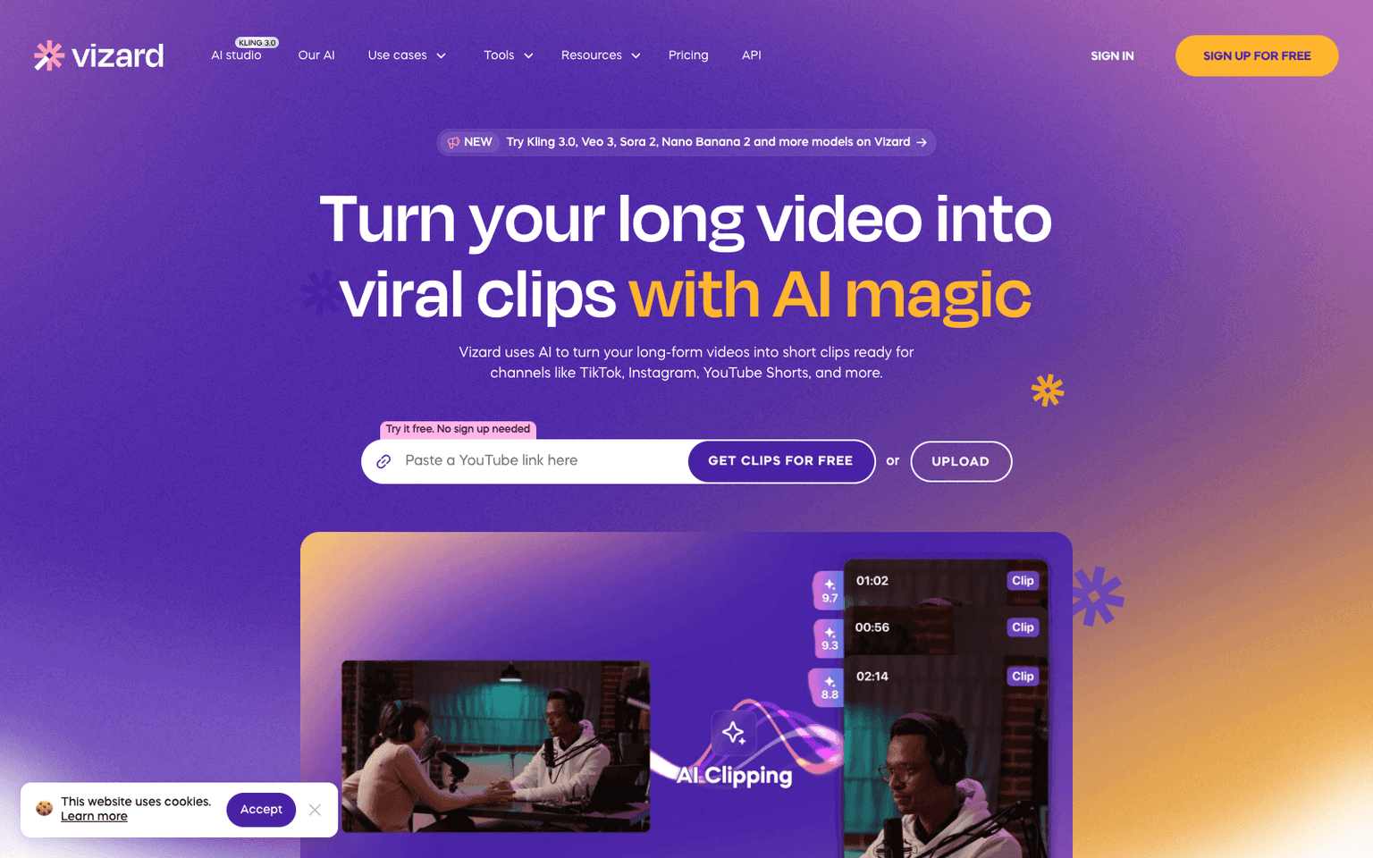 Vizard video creation tool screenshot