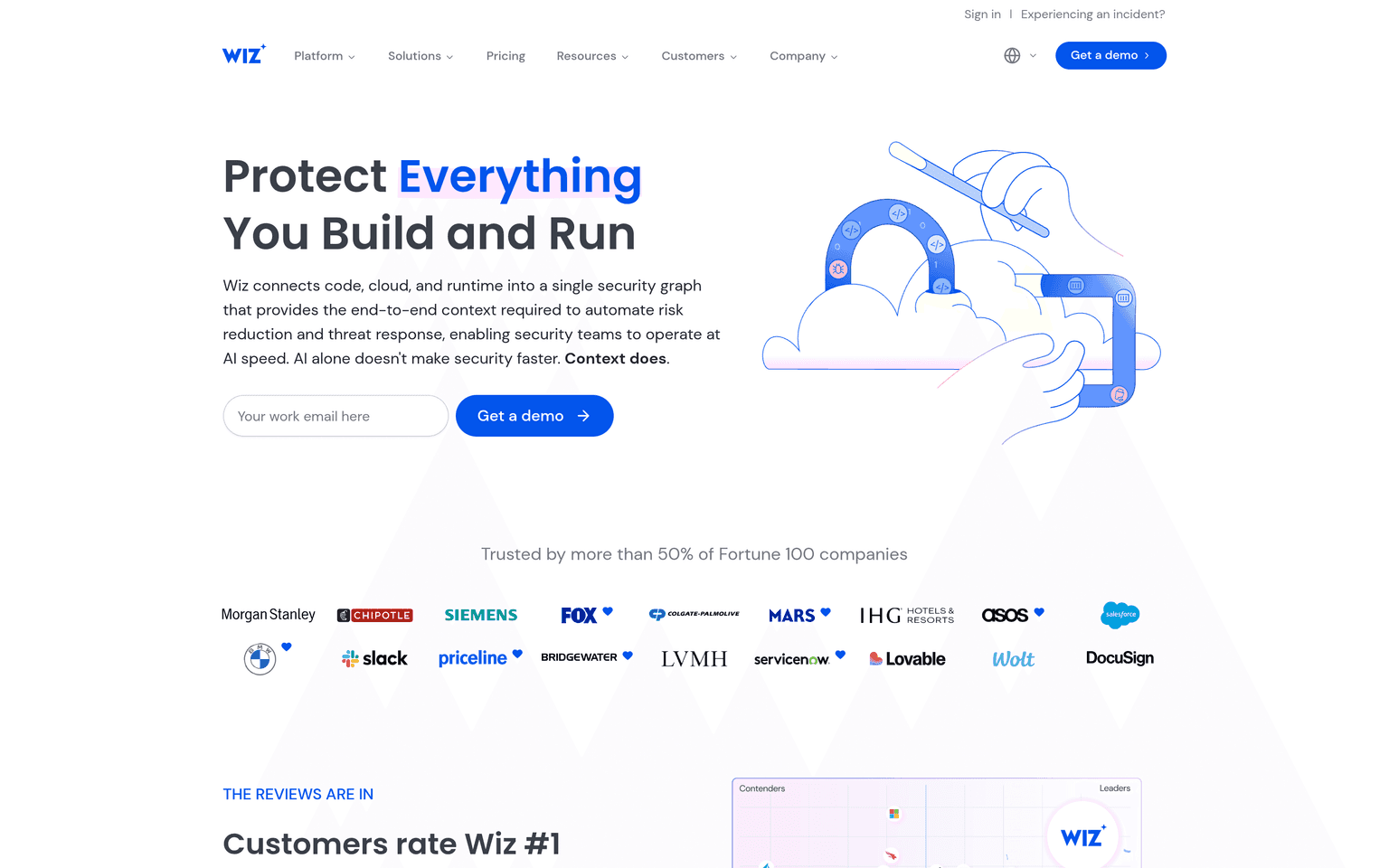 Wiz product interface dashboard screenshot homepage view