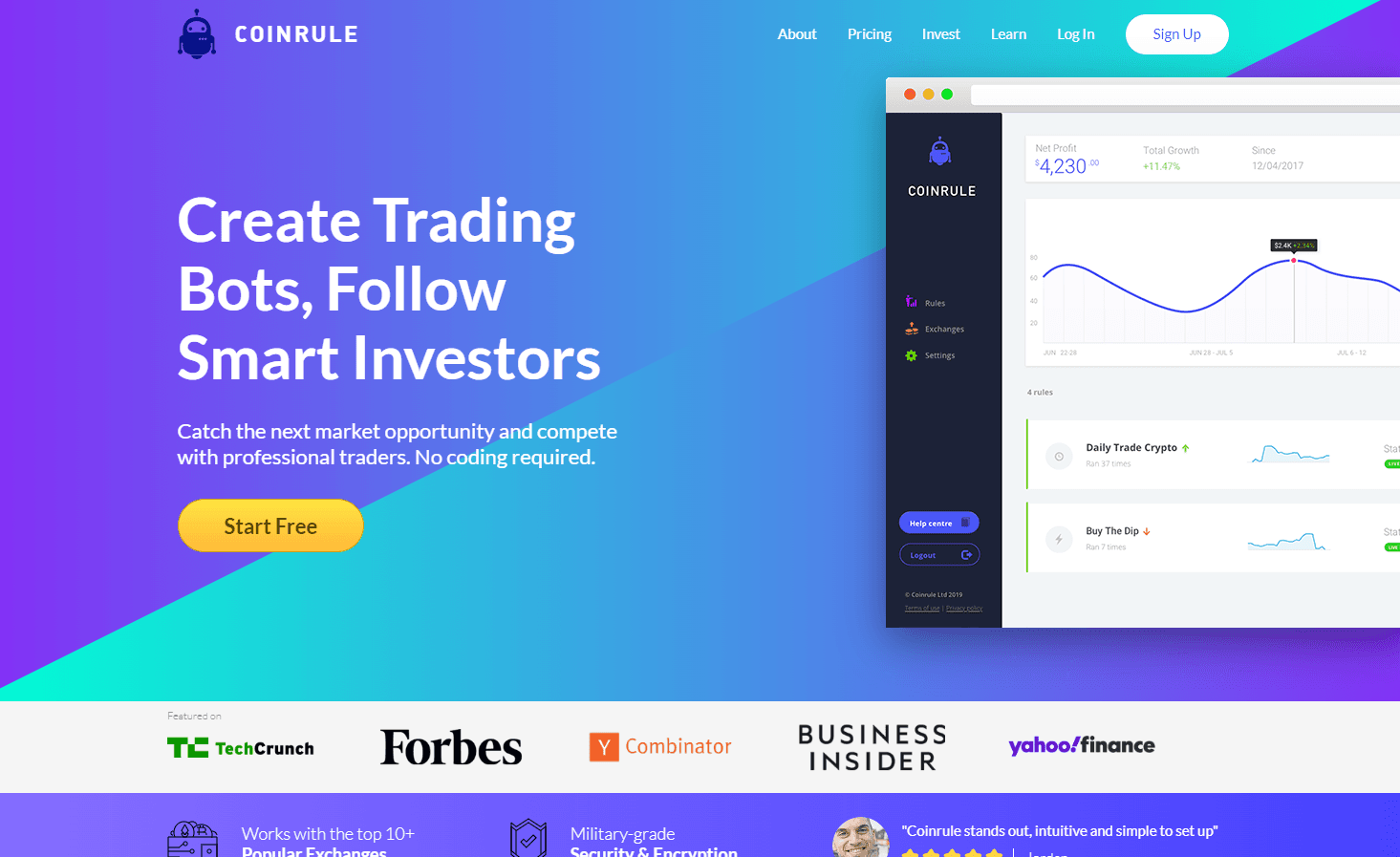 Coinrule platform interface