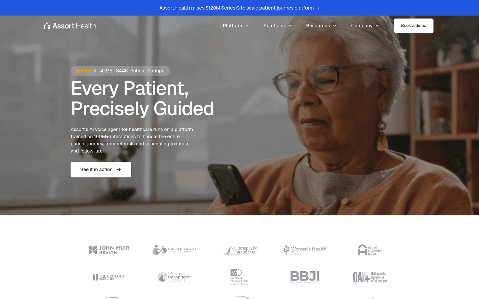 Assort Health product interface dashboard screenshot homepage view
