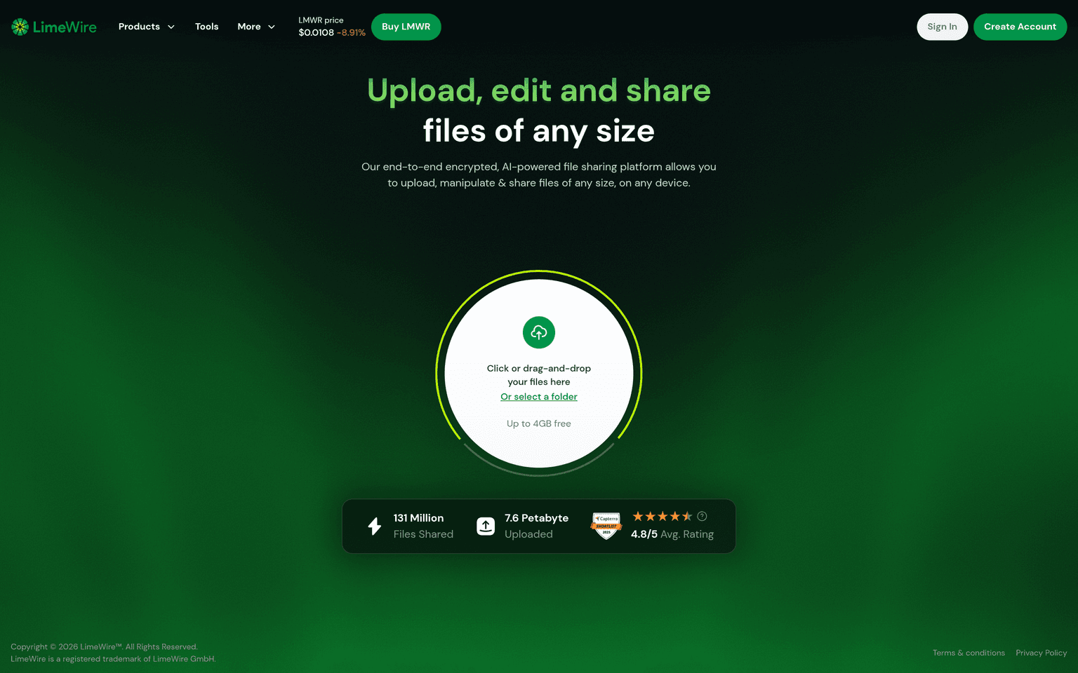 LimeWire AI Studio landing page, where BlueWillow image generation now lives