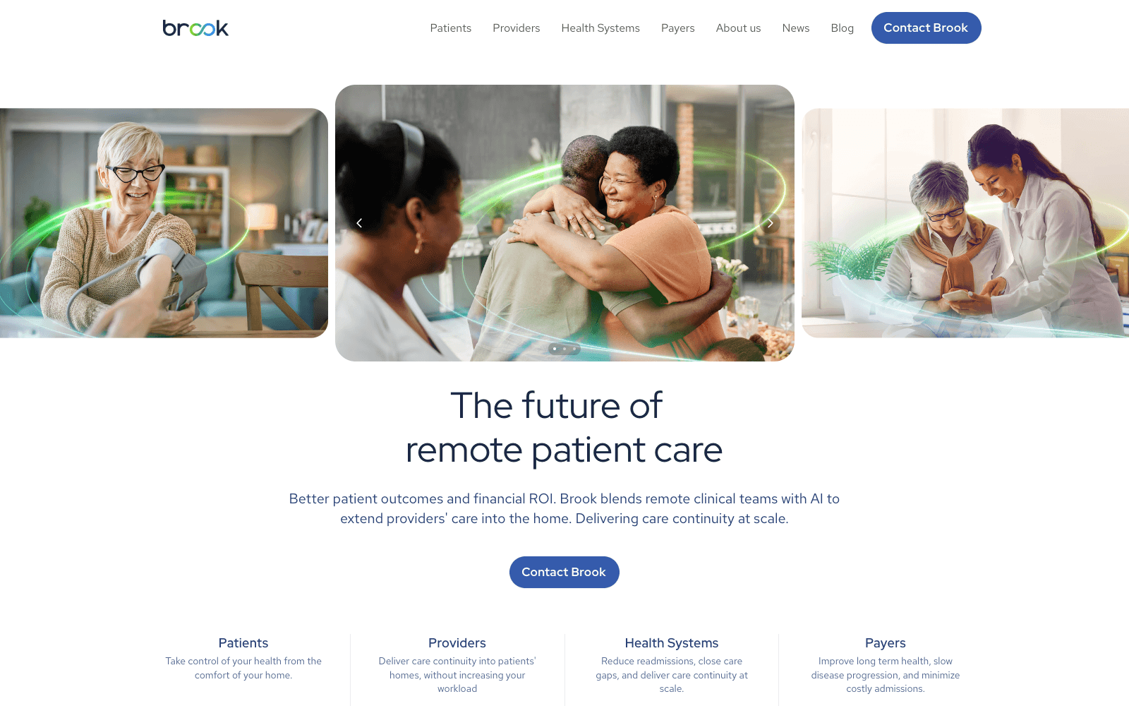 Brook product homepage screenshot showing the interface and branding
