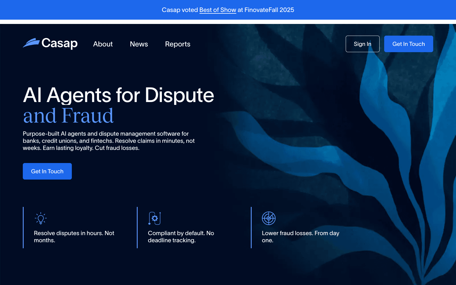 Casap product homepage screenshot showing the interface and branding
