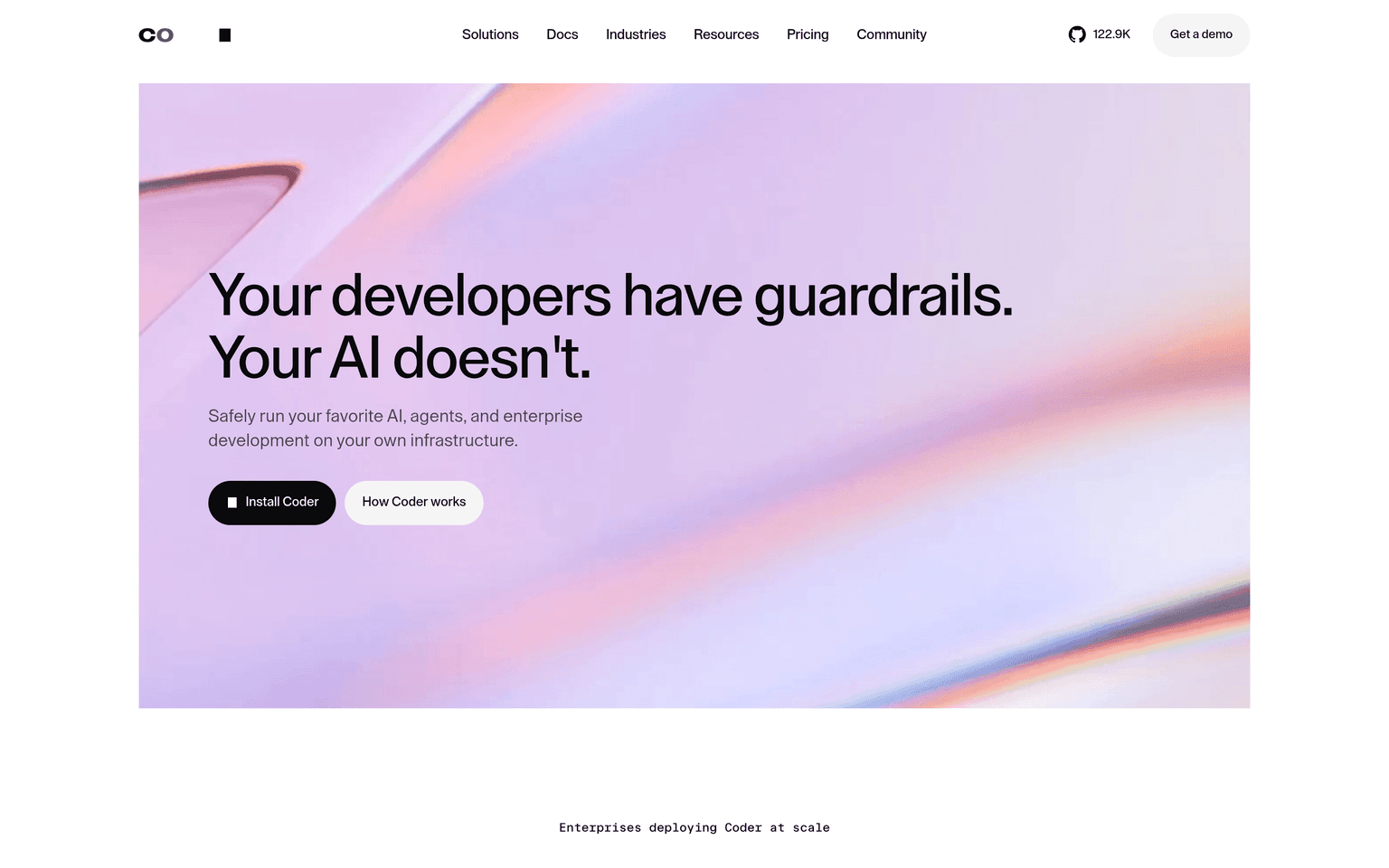Coder product interface dashboard screenshot homepage view