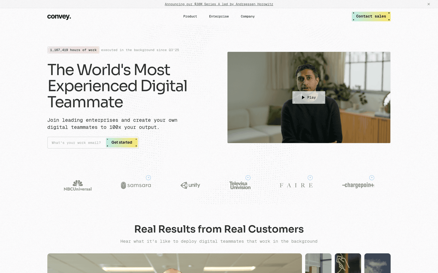 Convey product interface dashboard screenshot homepage view