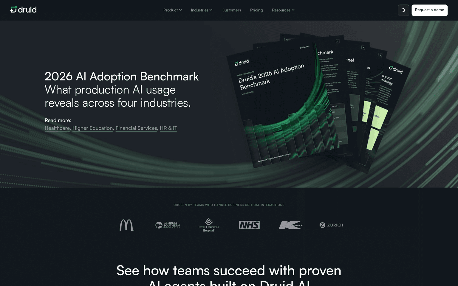 Druid AI product interface dashboard screenshot homepage view