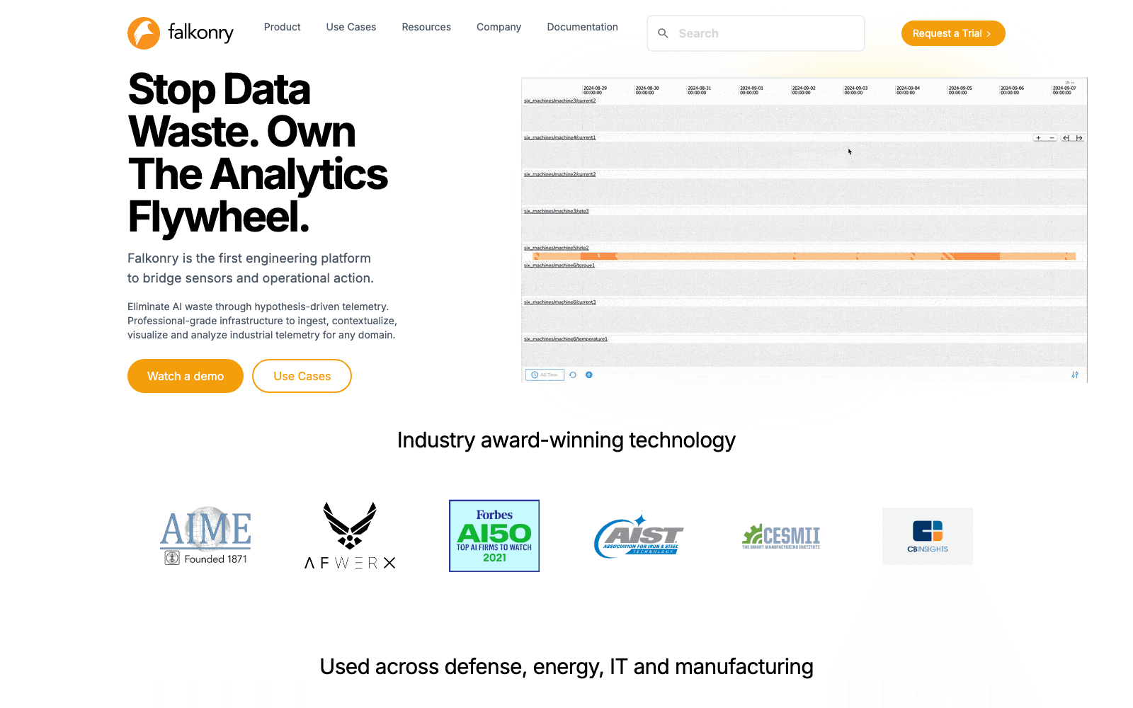 Falkonry ai infrastructure tool screenshot