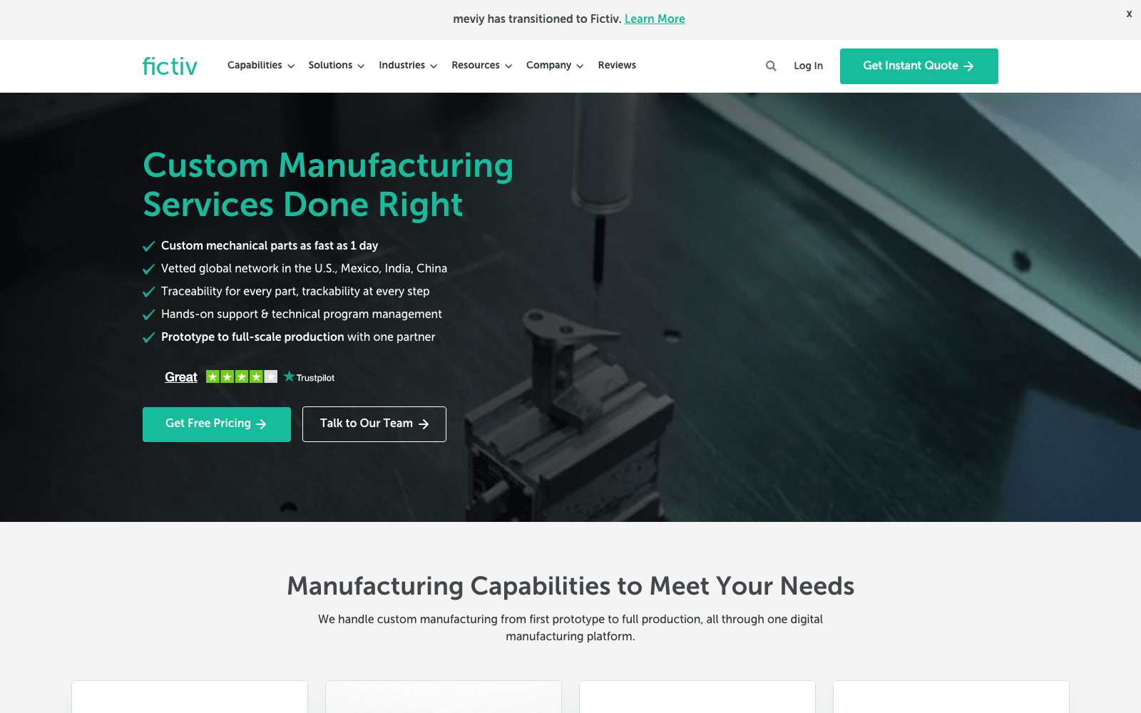Fictiv engineering & simulation tool screenshot