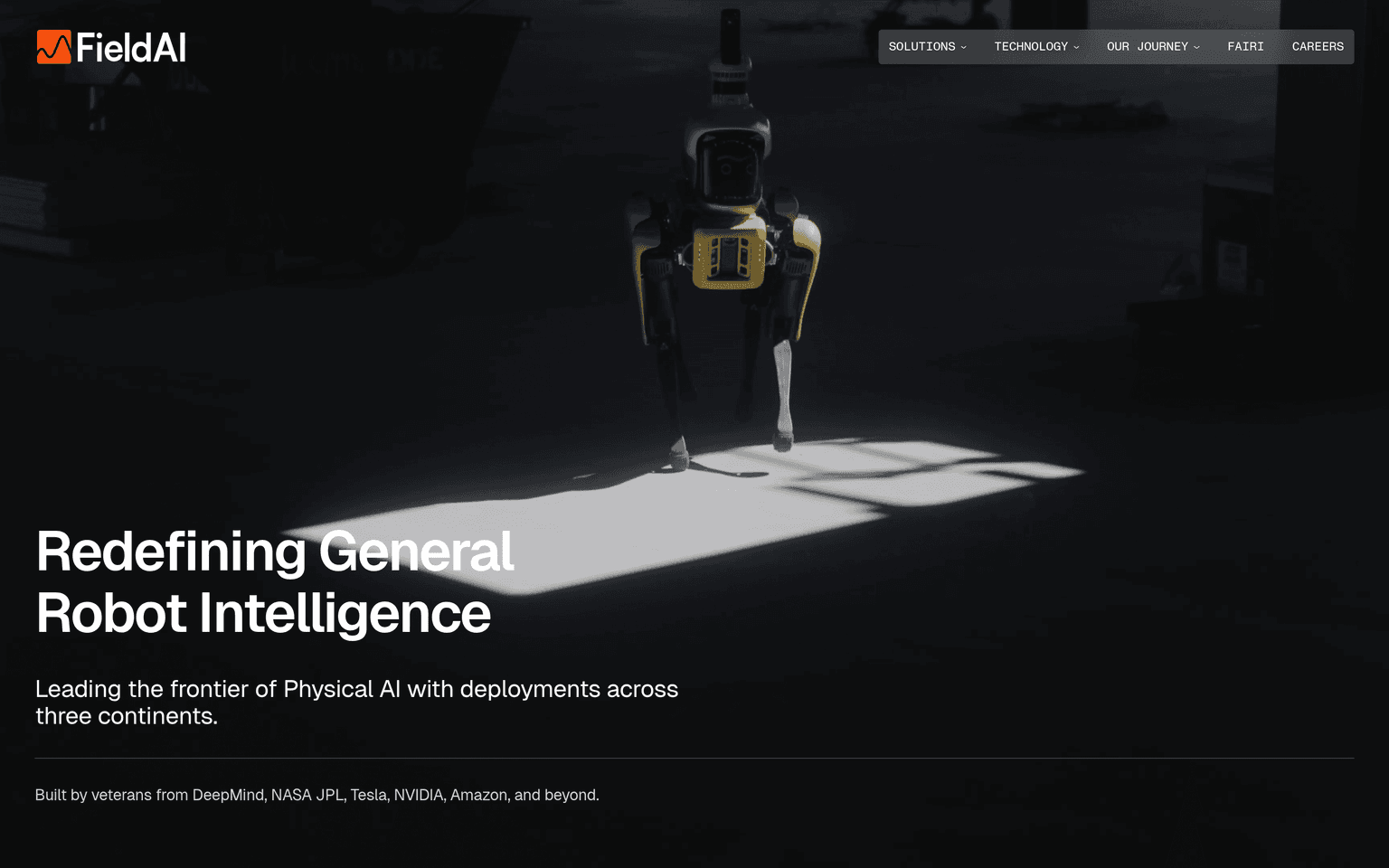 Field AI product interface dashboard screenshot homepage view
