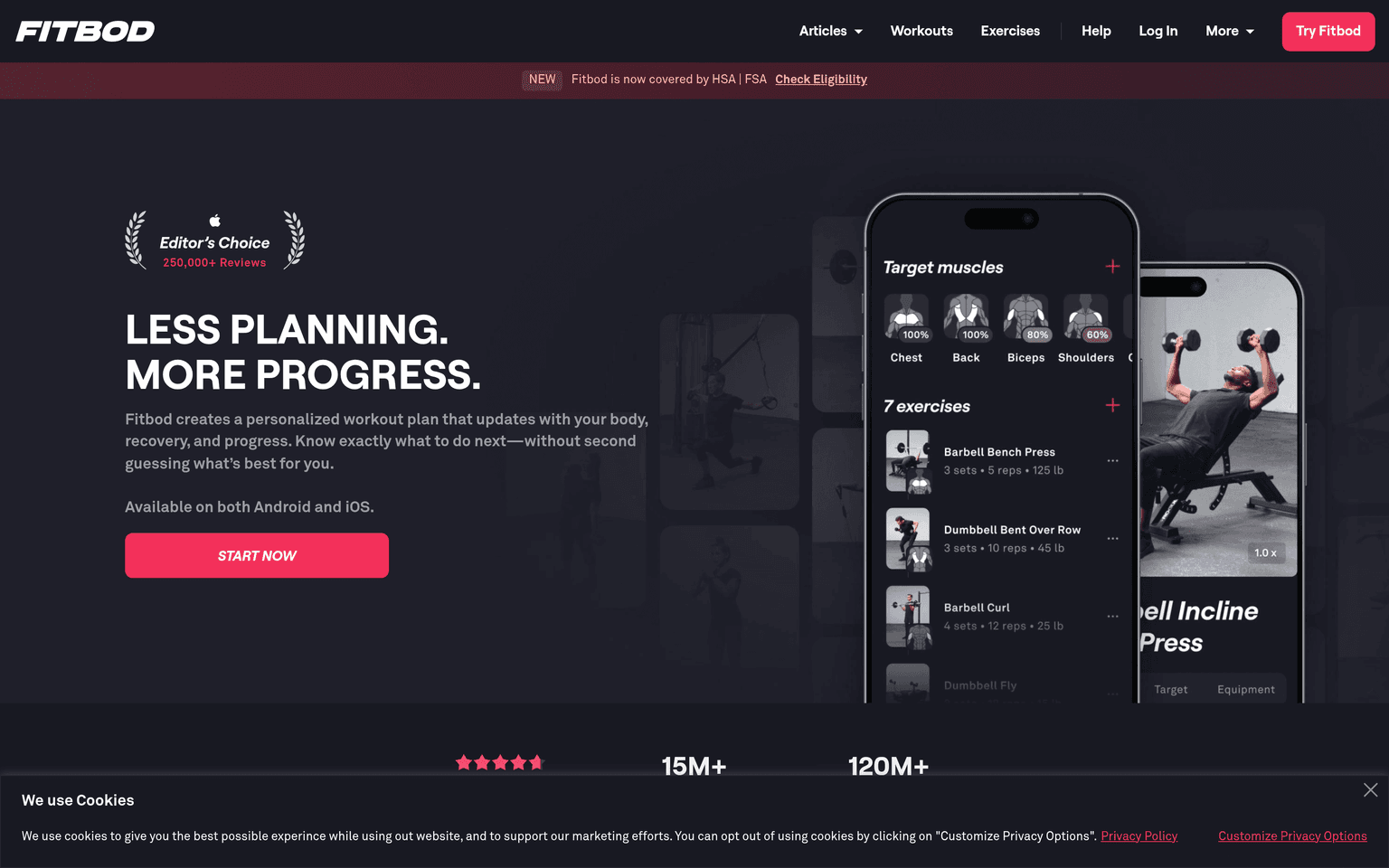 Fitbod product interface dashboard screenshot homepage view