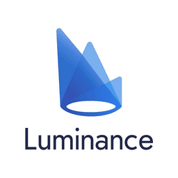 Luminance blue prism brand logo with wordmark for the legal AI platform
