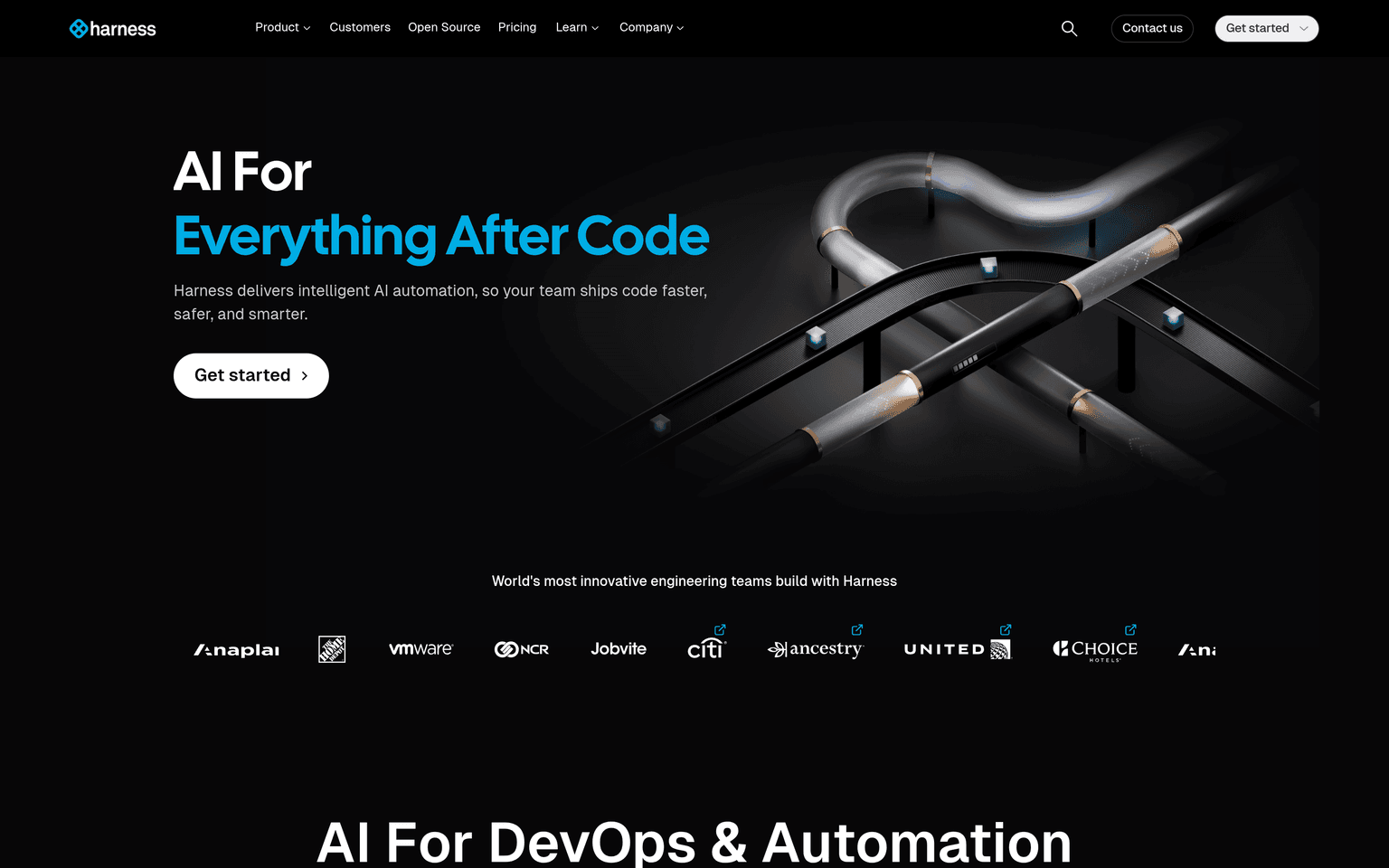 Harness product interface dashboard screenshot homepage view