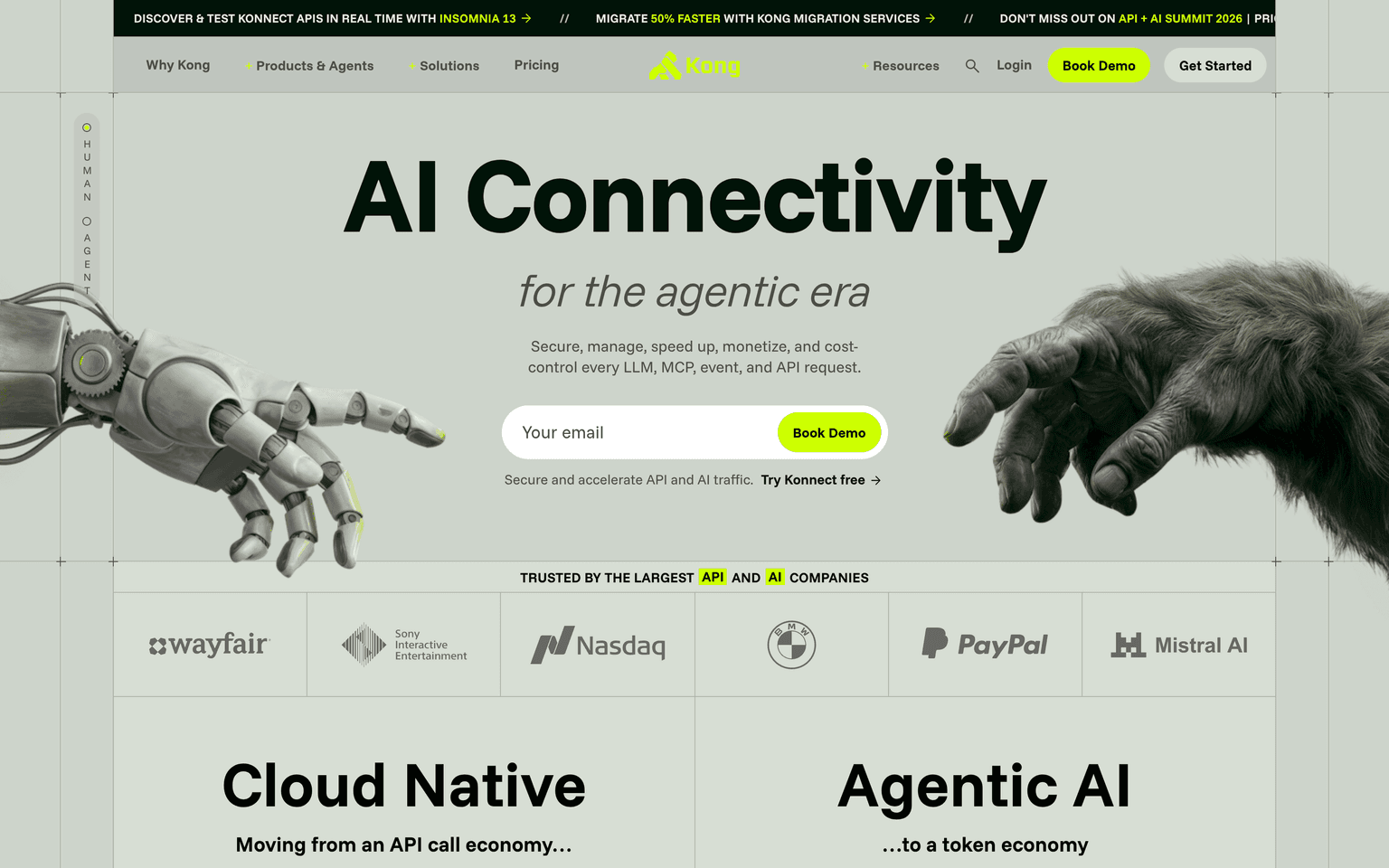 Kong product interface dashboard screenshot homepage view