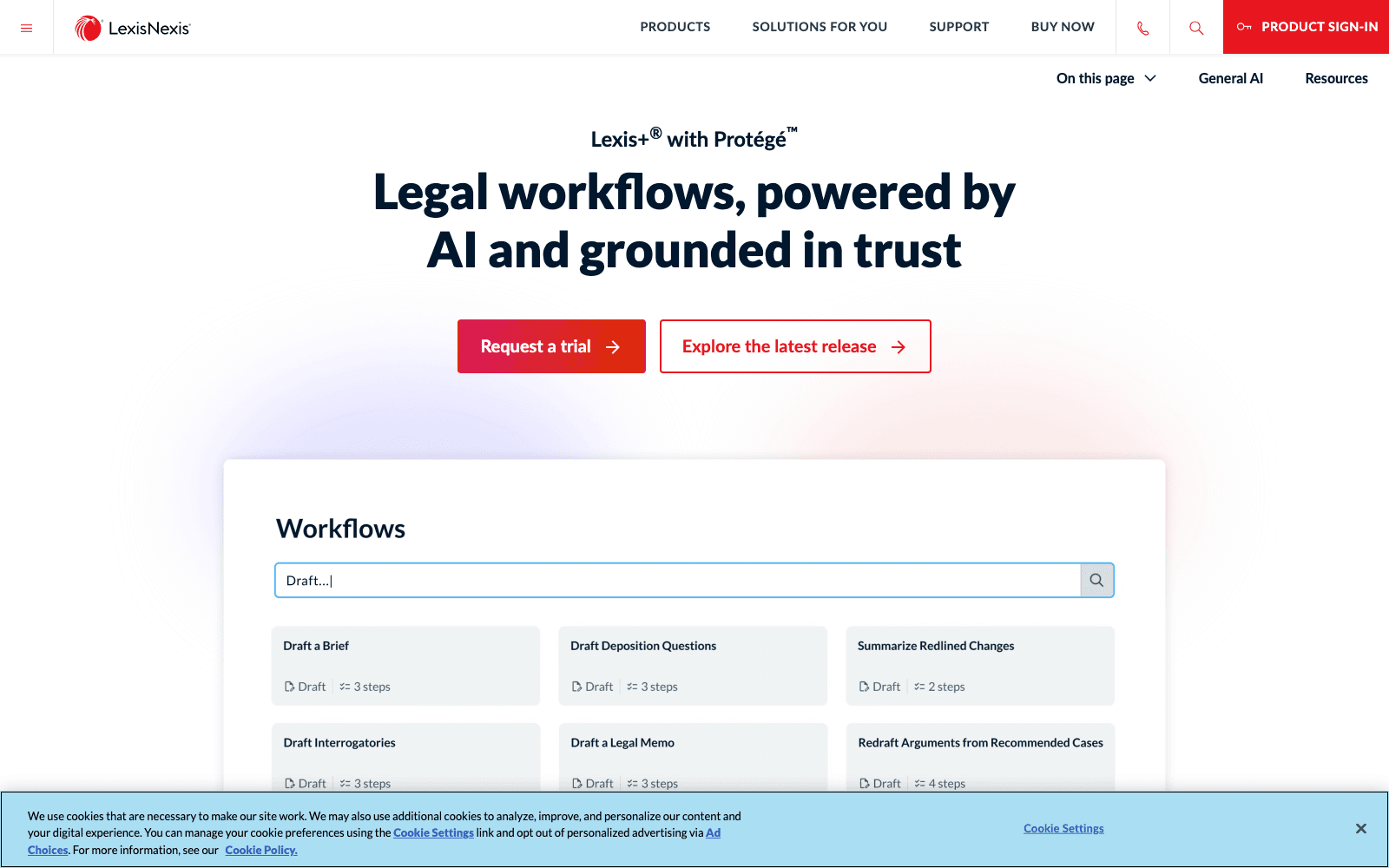 Lexis+ AI legal assistant tool screenshot