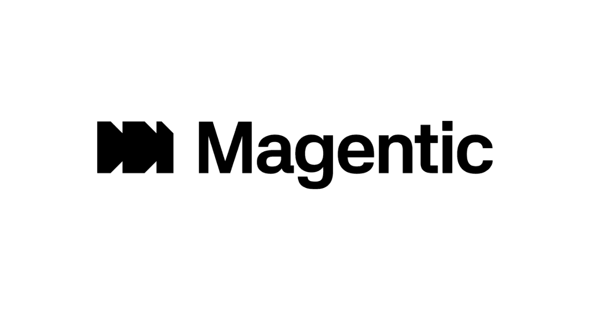 Magentic brand hero with its geometric mark and wordmark