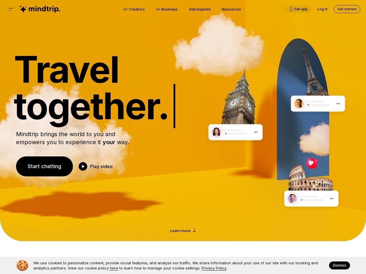 Mindtrip product interface dashboard screenshot homepage view