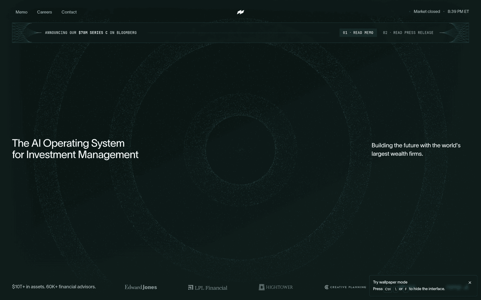 Moment product interface dashboard screenshot homepage view