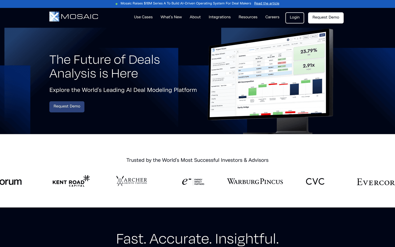 Mosaic product interface dashboard screenshot homepage view