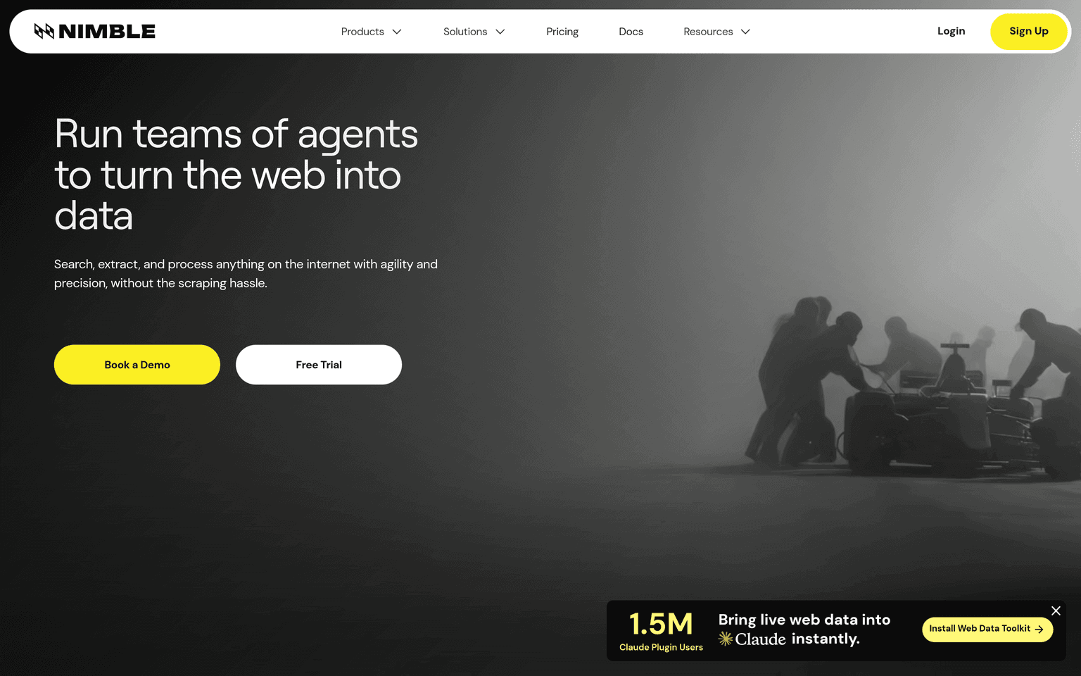 Nimble product interface dashboard screenshot homepage view
