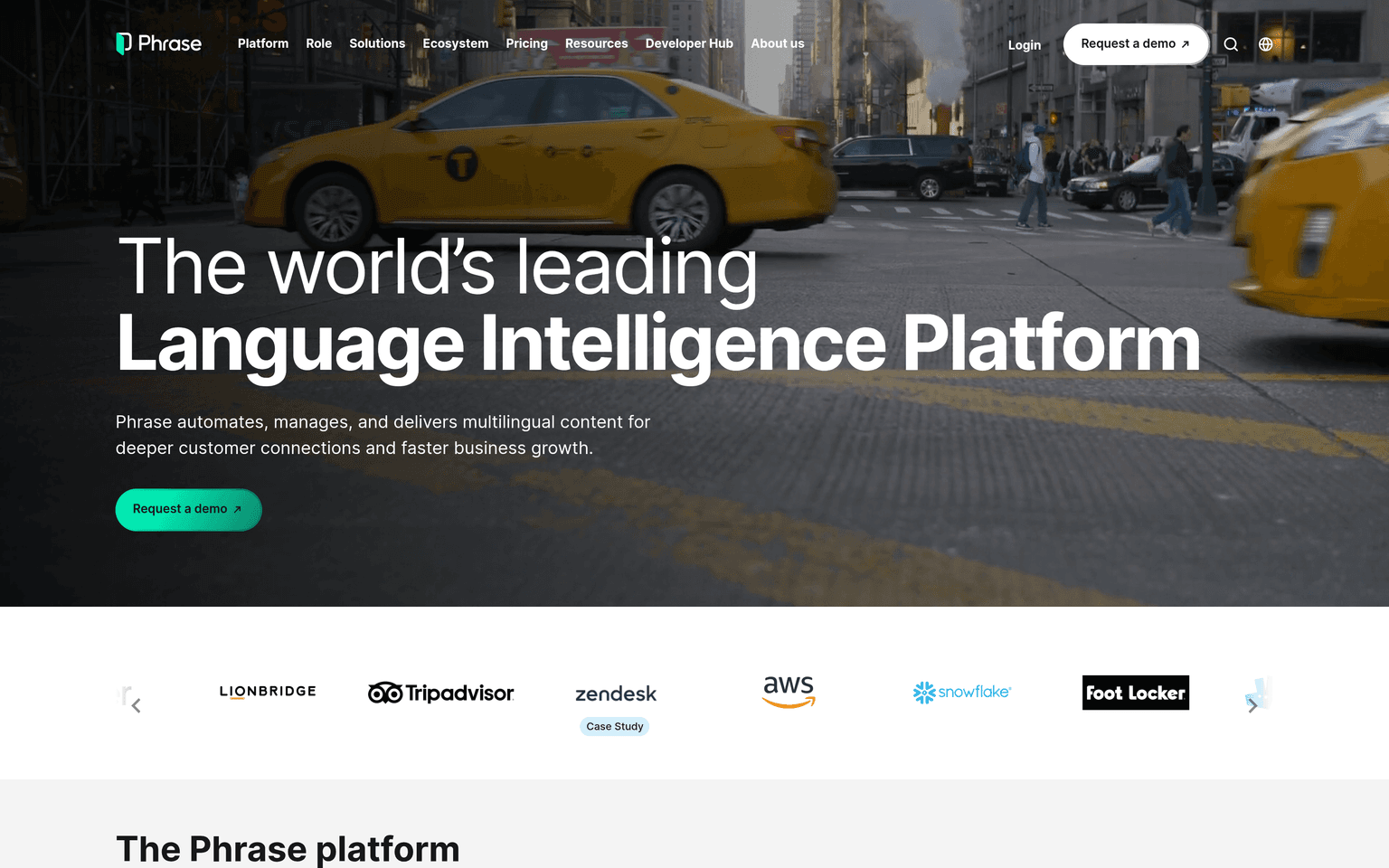 Phrase product interface dashboard screenshot homepage view