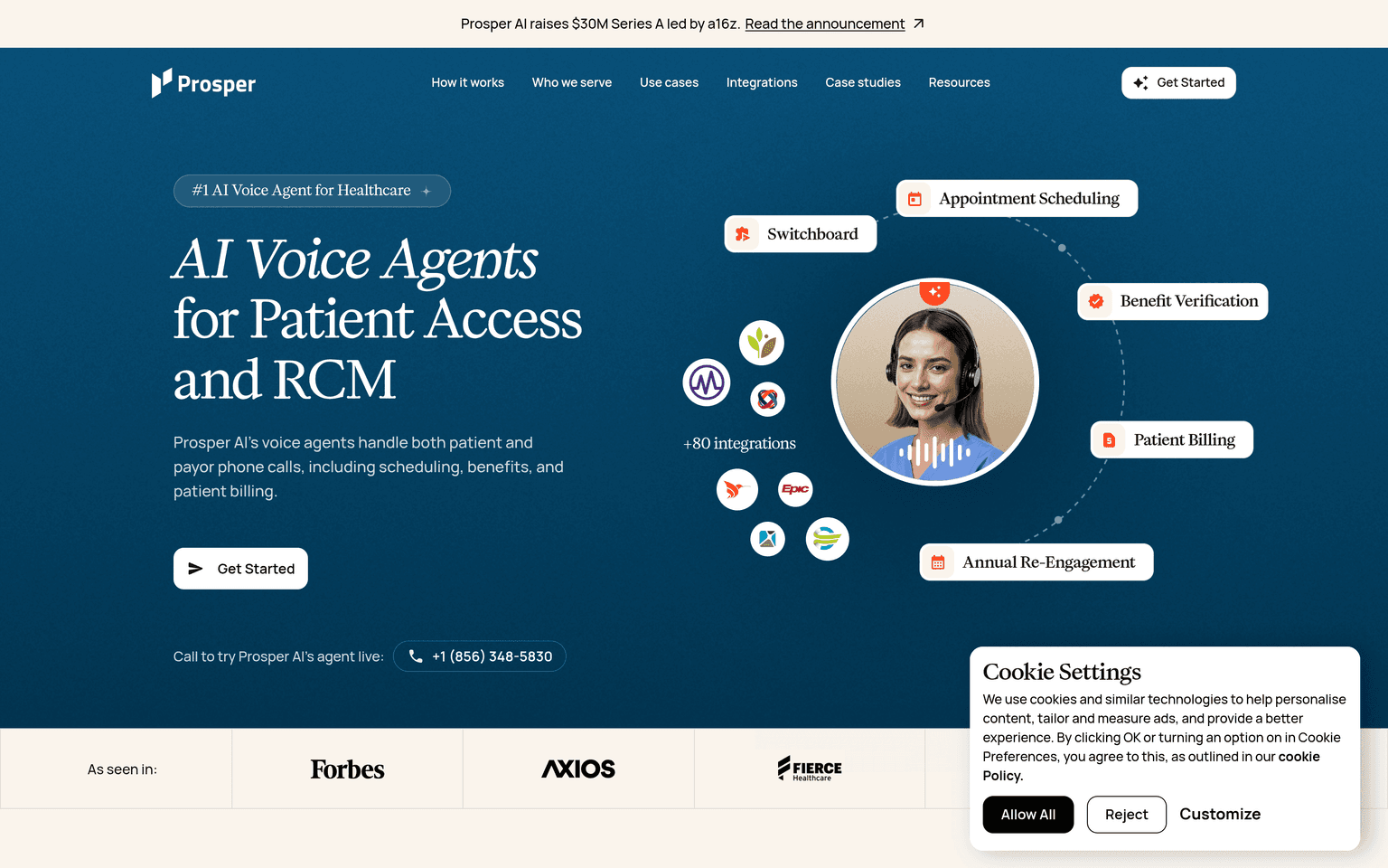 Prosper AI product interface dashboard screenshot homepage view