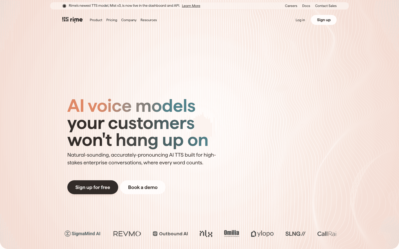 Rime AI voice ai tool screenshot