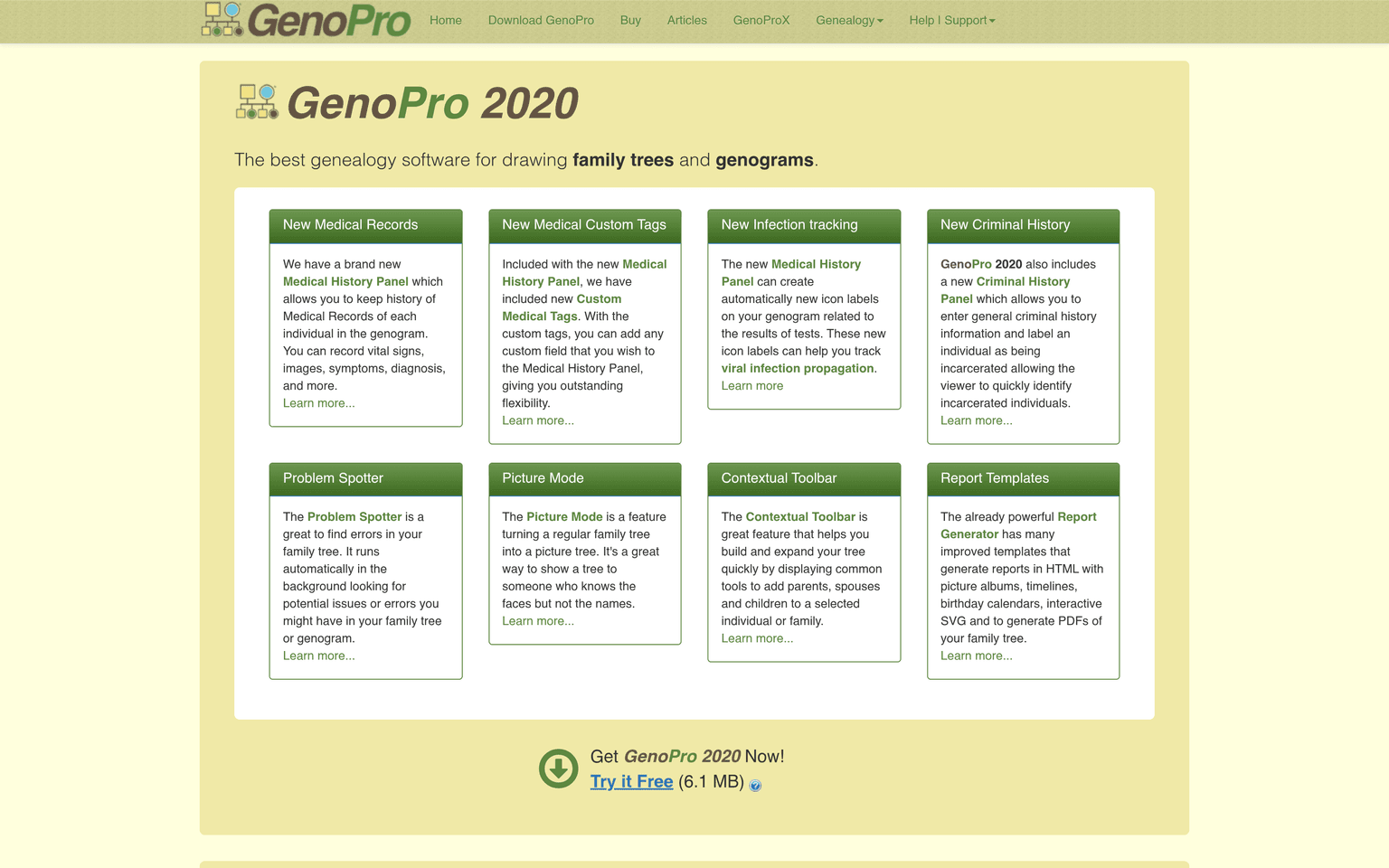 GenoPro desktop genogram and genealogy software interface screenshot