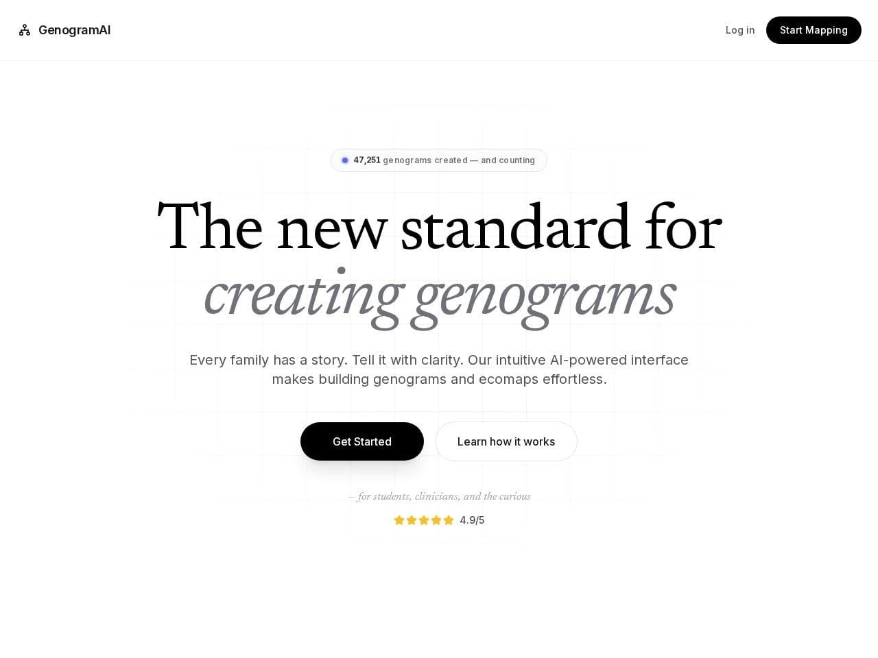 GenogramAI AI genogram maker web application interface screenshot