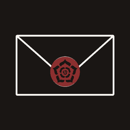 Sealed Rose logo, a dark envelope with a red rose wax-seal mark at the center