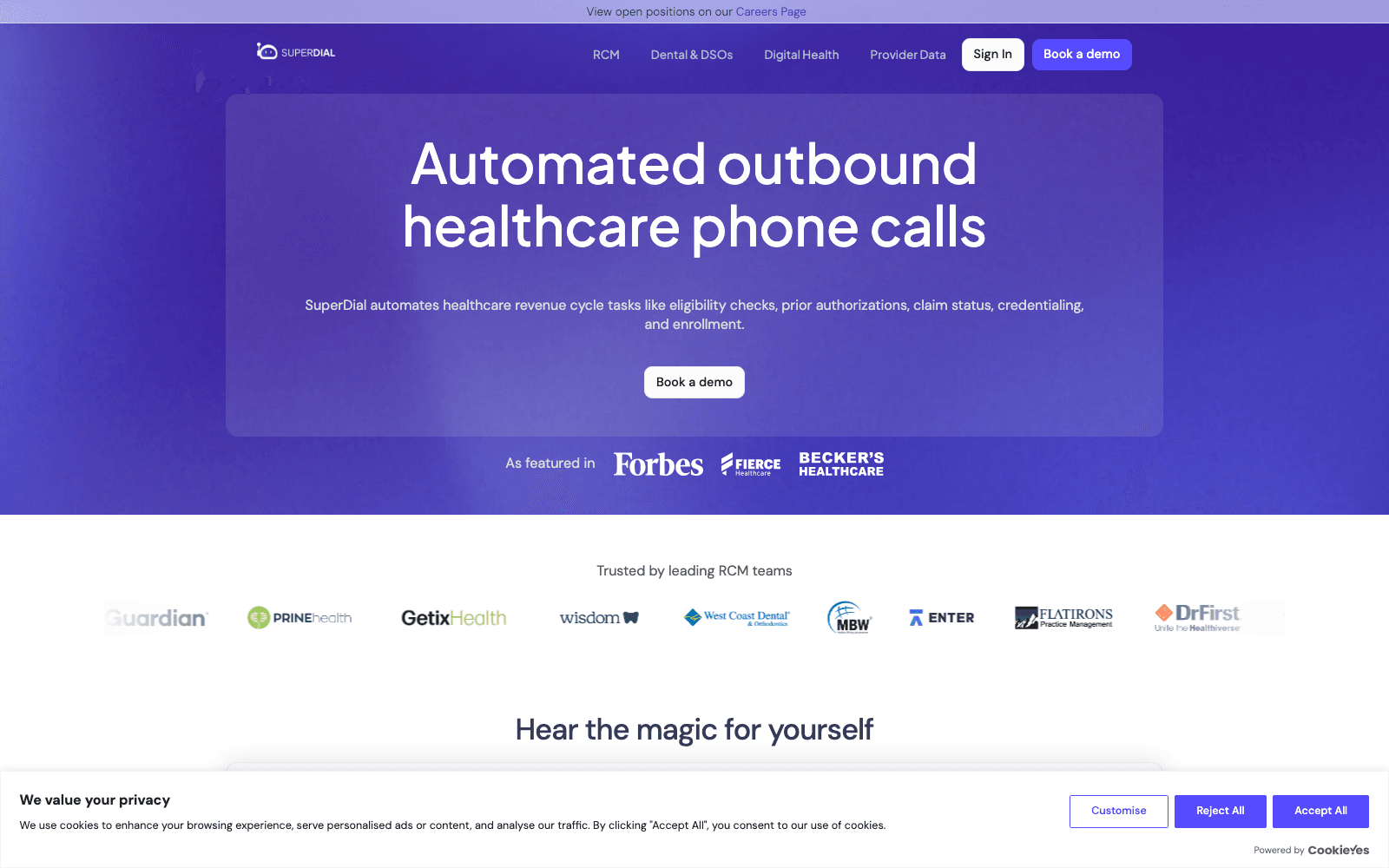SuperDial healthcare tool screenshot