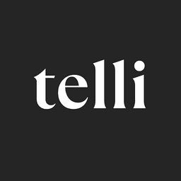 telli logo, the lowercase telli wordmark in white on a dark background
