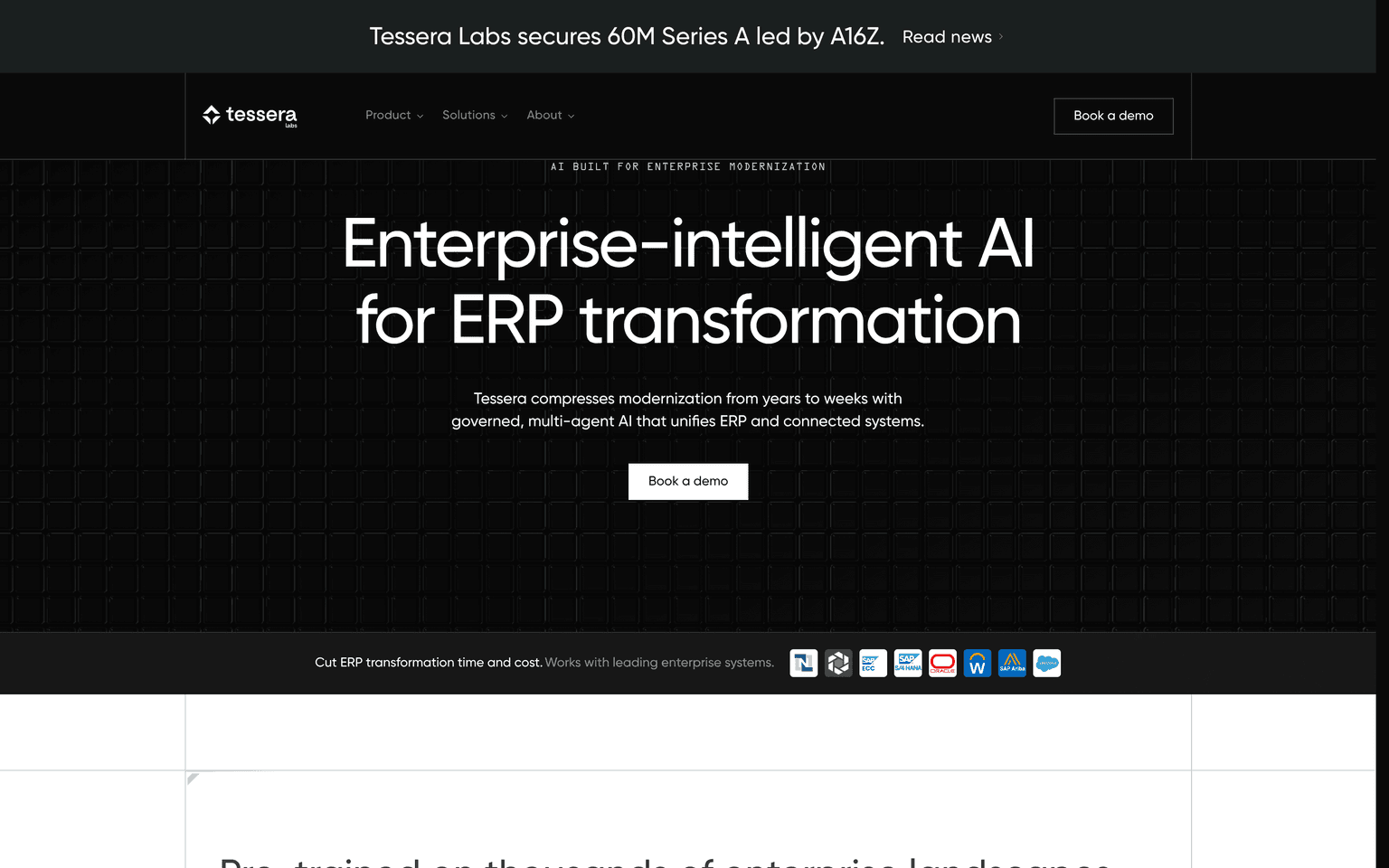 Tessera Labs product interface dashboard screenshot homepage view