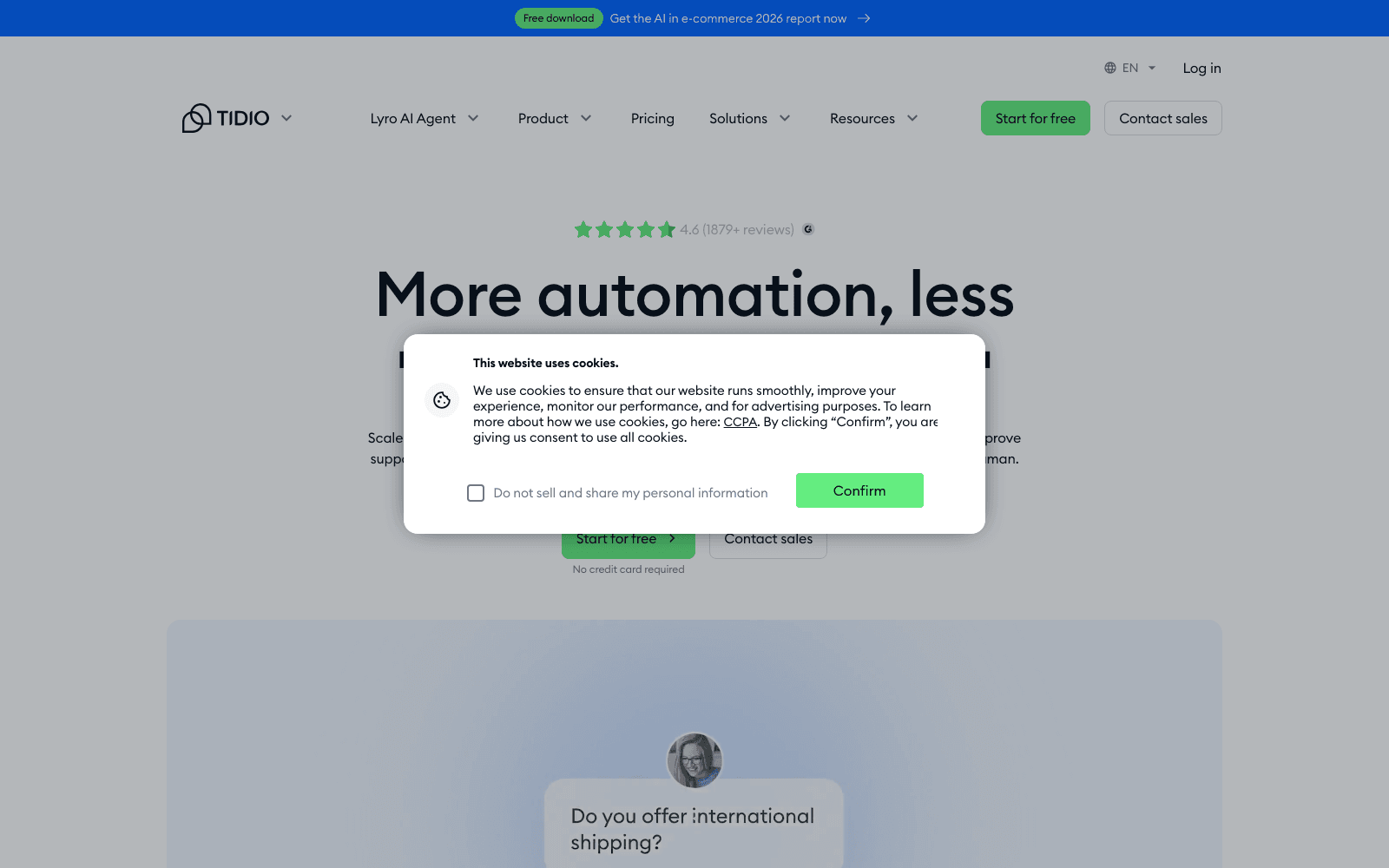 Tidio customer support tool screenshot