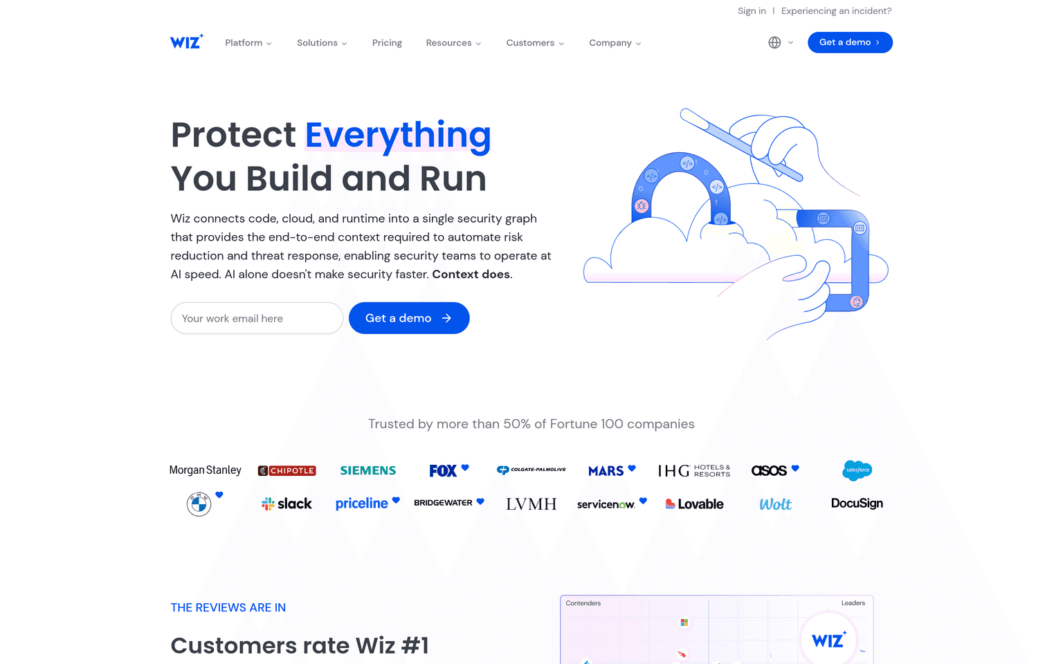Wiz product interface dashboard screenshot homepage view