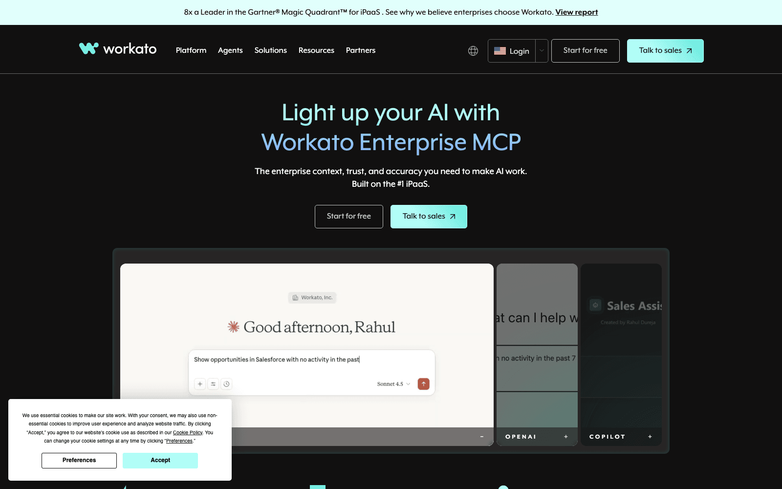 Workato workflow automation tool screenshot