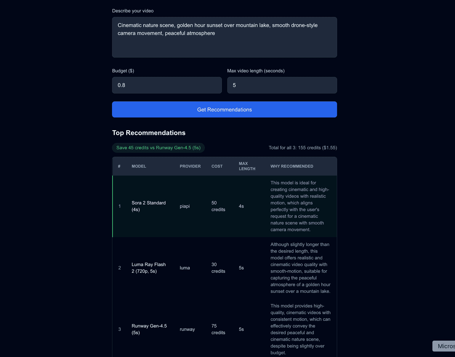 Pick AI Videos video creation tool screenshot 2