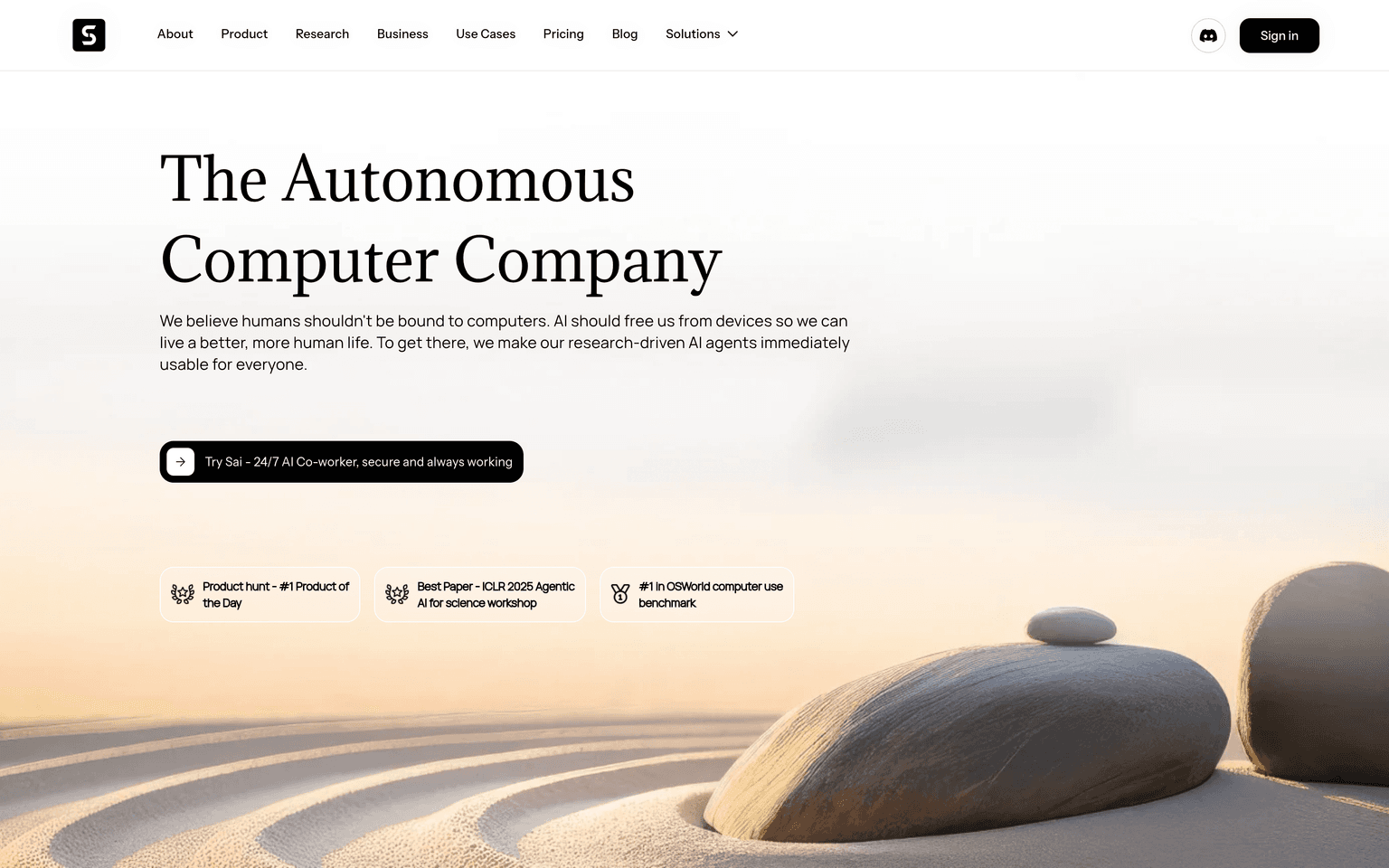 Simular website homepage screenshot showing the product