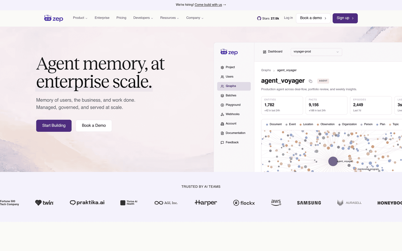 Zep website homepage screenshot showing the product