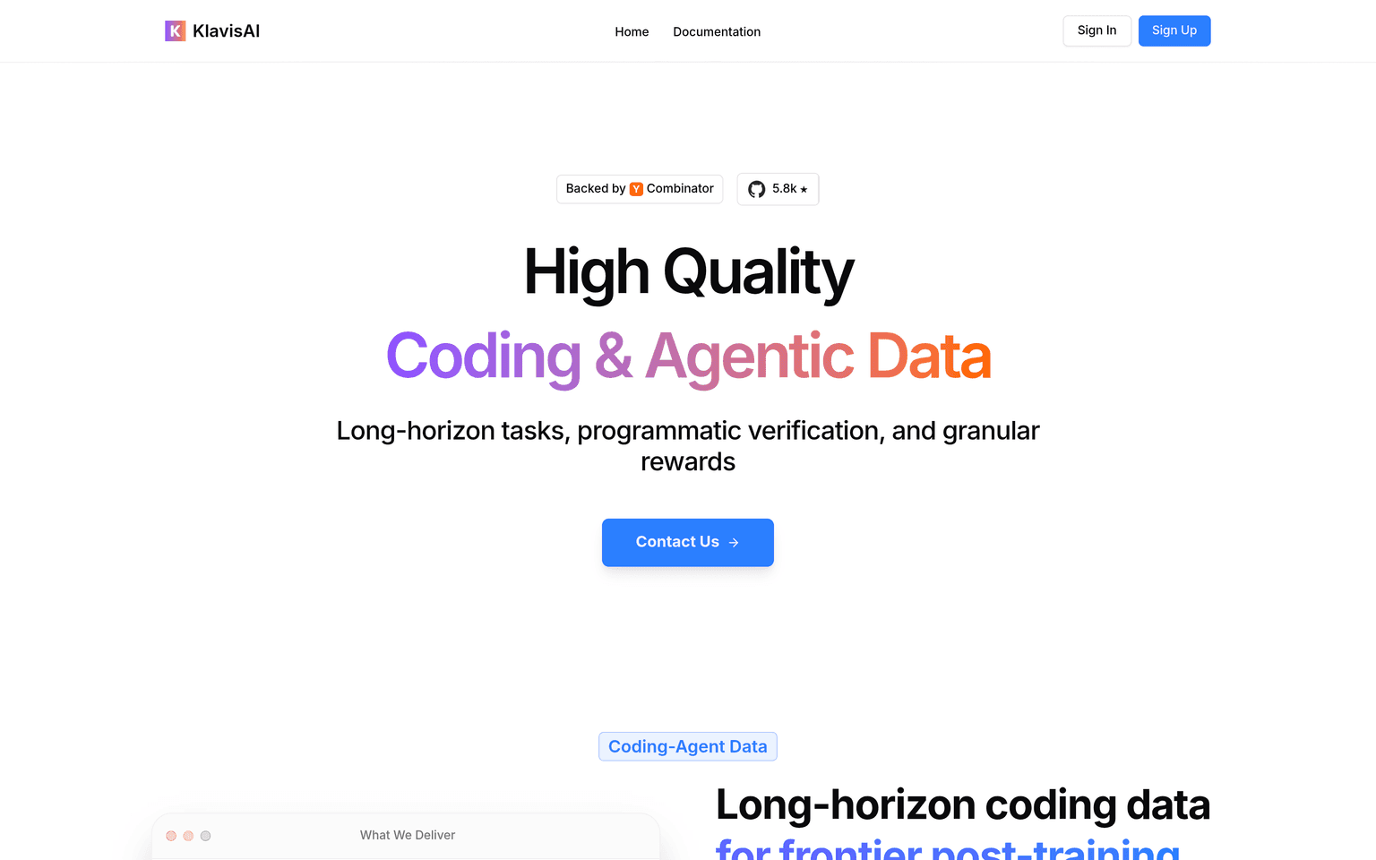 Klavis AI website homepage screenshot showing the product