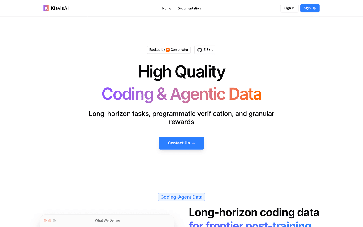 Klavis AI website homepage screenshot showing the product