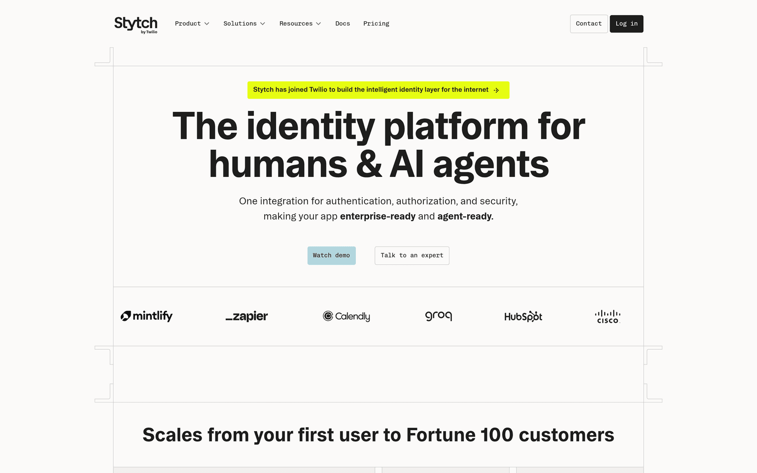 Stytch website homepage screenshot showing the product