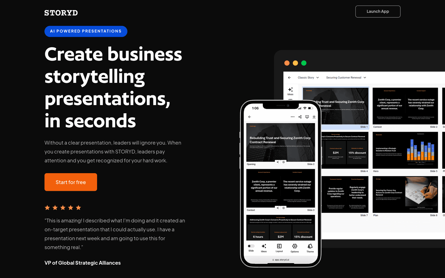 STORYD website homepage screenshot showing the product
