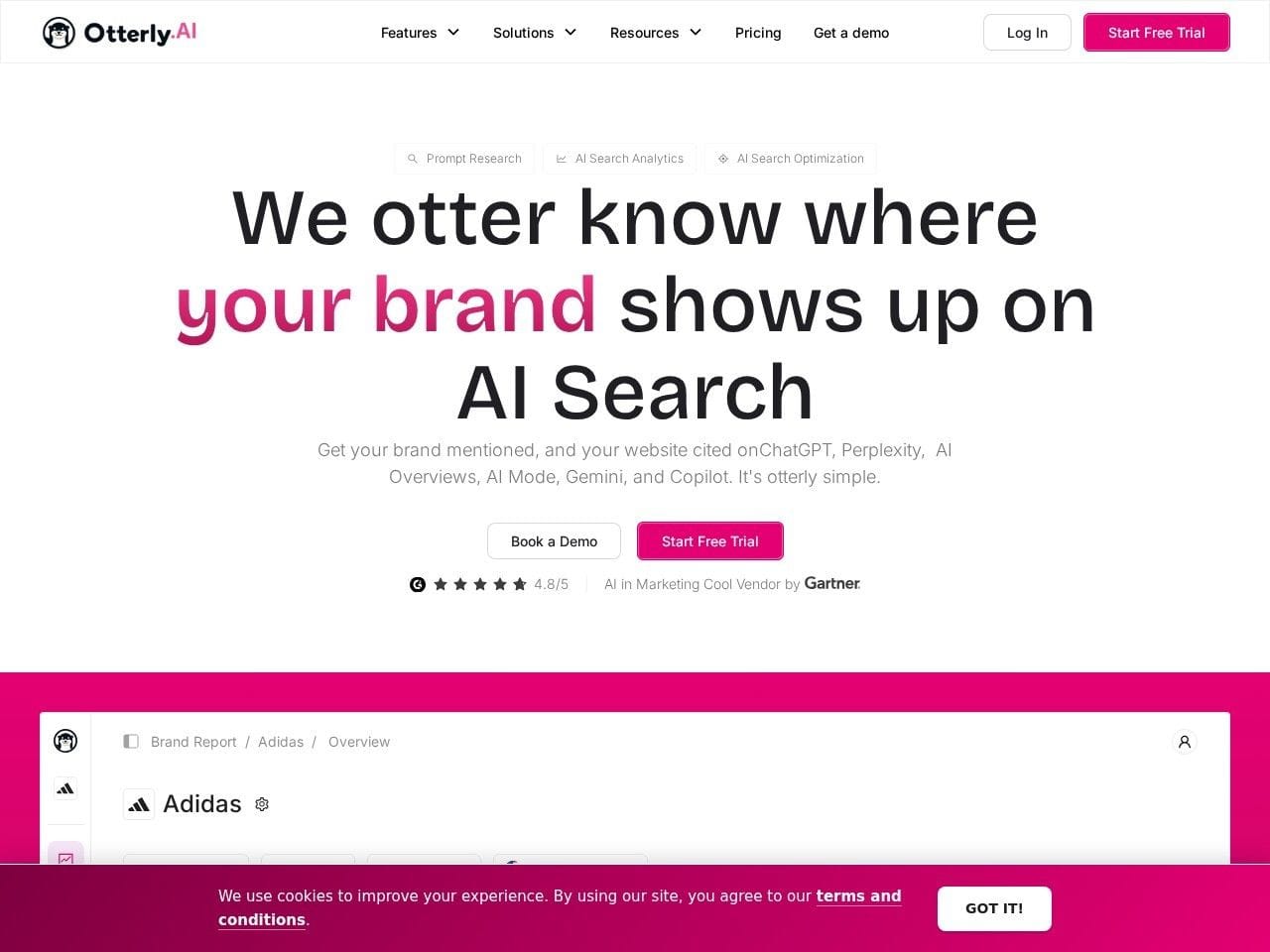 Otterly.AI website homepage screenshot showing the product