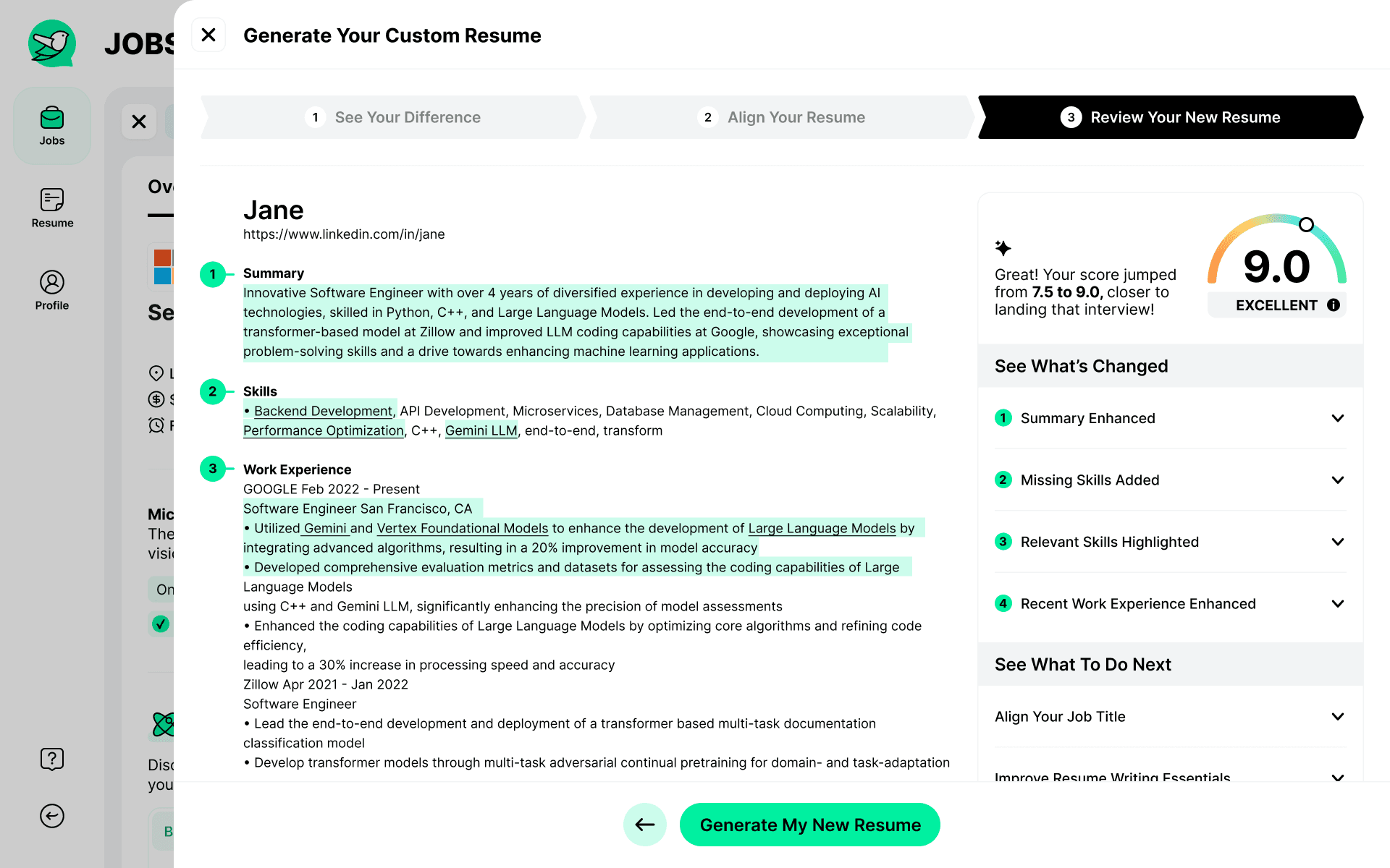 Jobright AI Resume Builder hr & job search tool screenshot