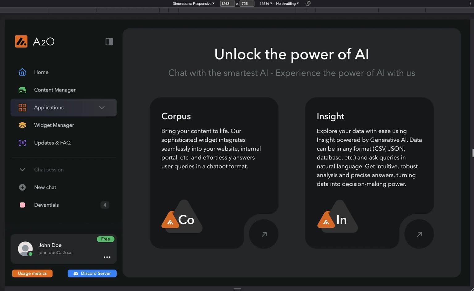A2O AI productivity tool screenshot