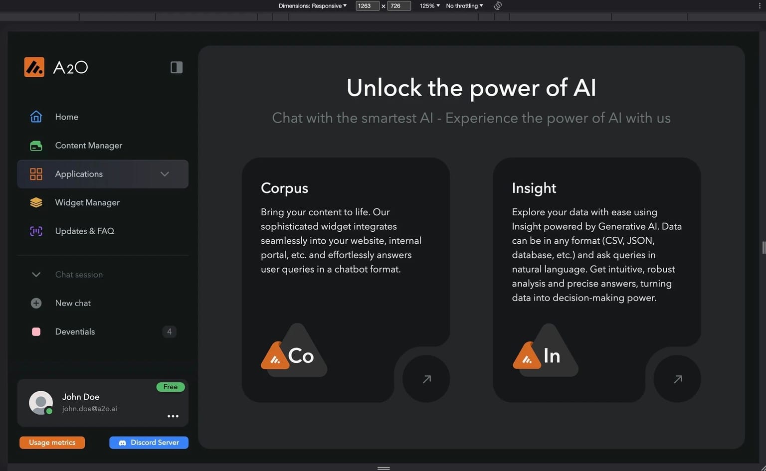A2O AI productivity tool screenshot