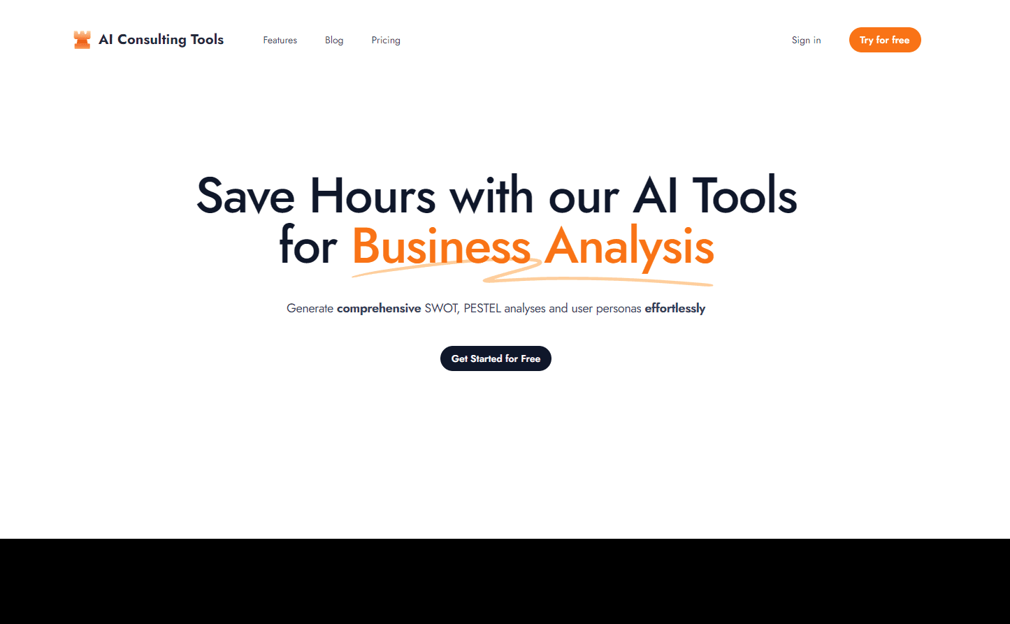 AI Consulting Tools interface showcasing features.