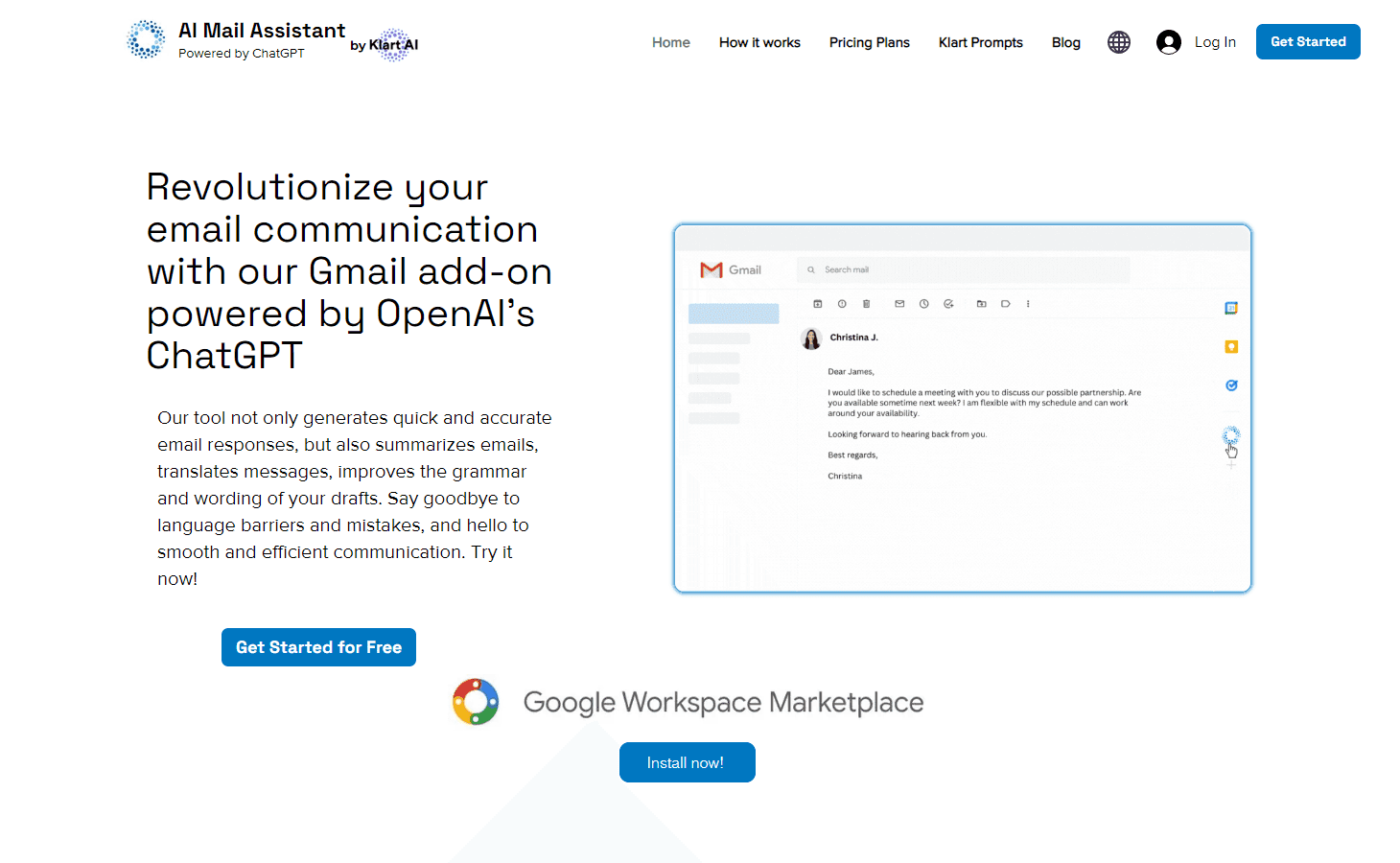 AI Mail Assistant Gmail Interface