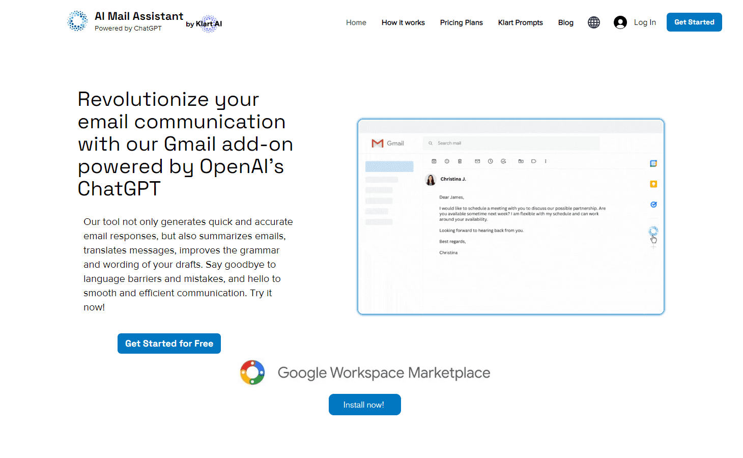 AI Mail Assistant Gmail Interface